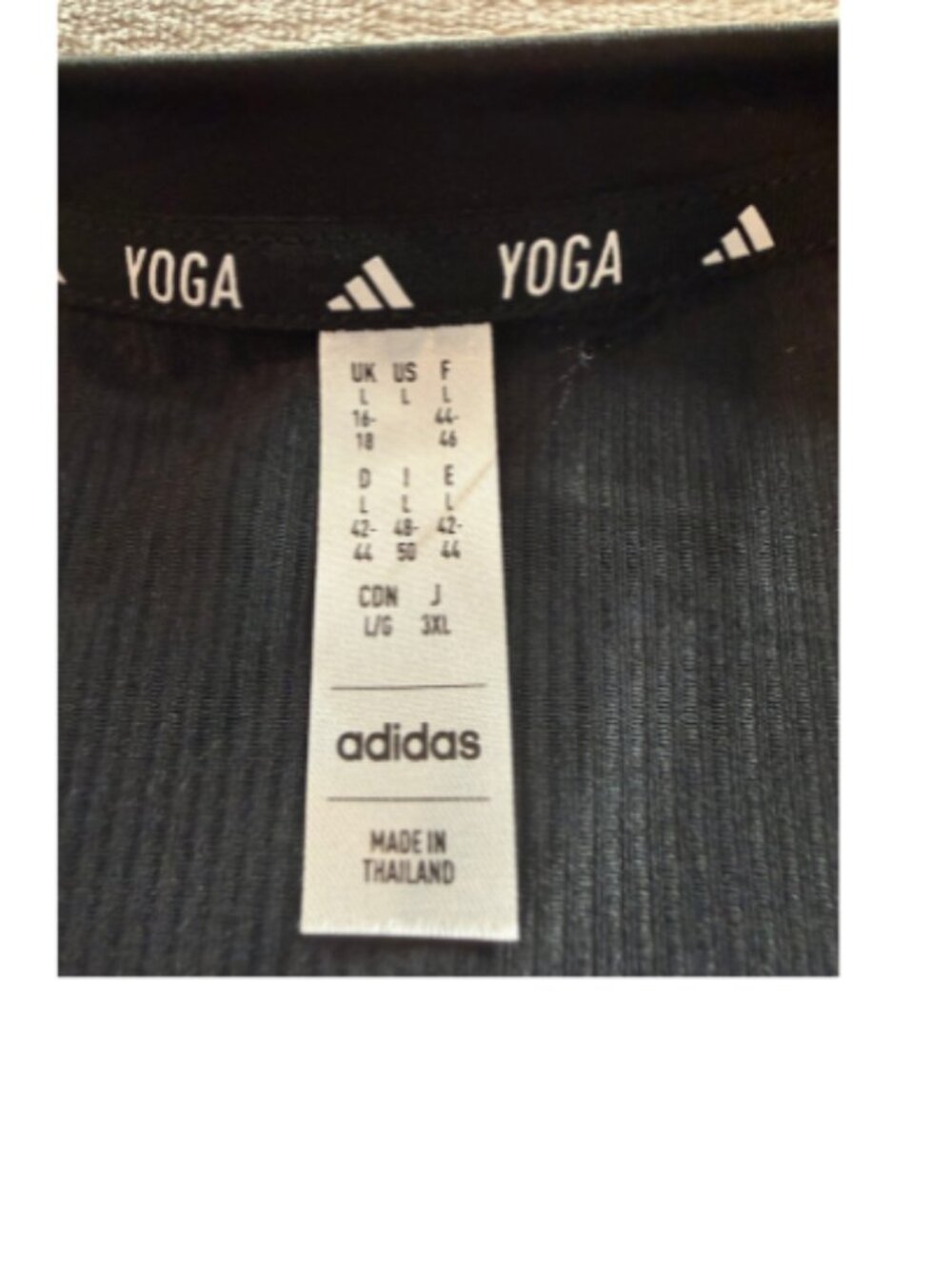 Adidas Yoga Top Large Black Athletic Tee Workout Activewear NWT - Picture 3 of 8